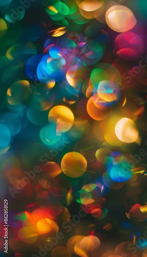 Abstract colorful bokeh background with blurred circles of vibrant lights