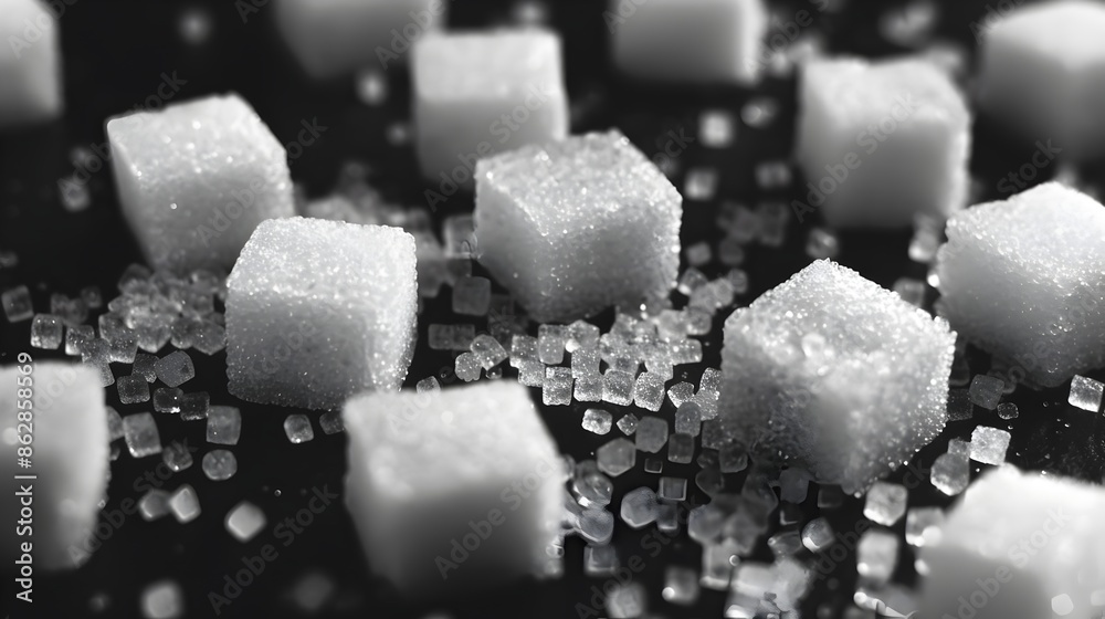Sparkling Sugar Cubes Arranged in Minimalist Monochrome Composition Sparkling Sugar Cubes Arranged in Minimalist Monochrome Composition