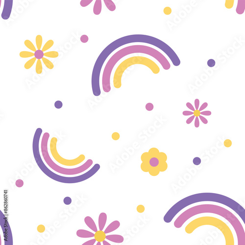 seamless pattern with rainbows in groove style
