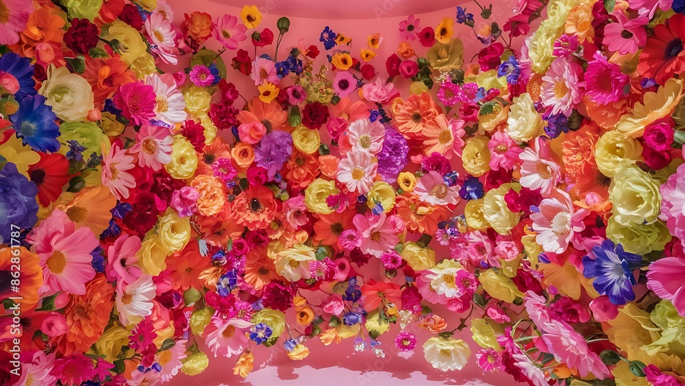 Beautiful bright flowers on pink background Beautiful bright flowers on pink background