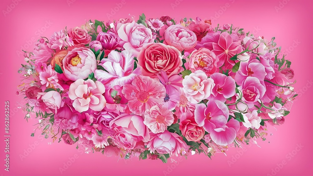 Beautiful bright flowers on pink background Beautiful bright flowers on pink background
