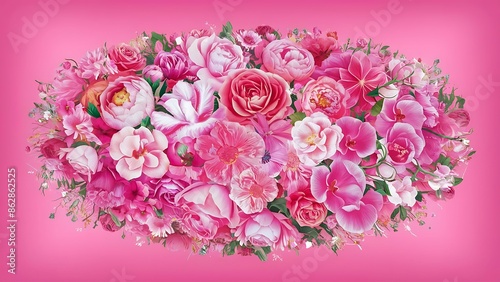 Wallpaper Mural Beautiful bright flowers on pink background Torontodigital.ca