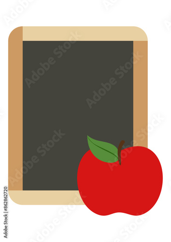 School blackboard and red apple
