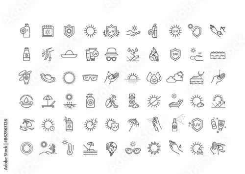 Sun Protection icons. UV protection icon set
