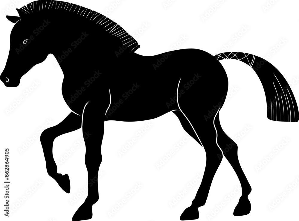 Obraz premium black horse silhouette vector logo element.