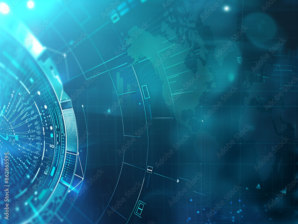 Obraz premium Abstract background banner, slide for AI, data science and nano technology. Deep space, nature, multiverse, quantum scale concepts.