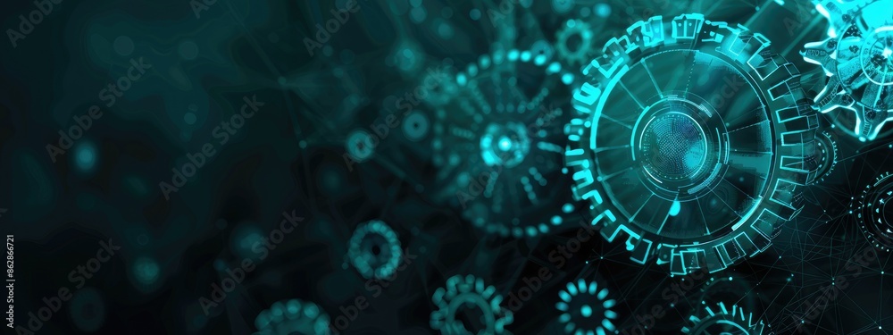 Abstract futuristic digital technology background with gears Abstract futuristic digital technology background with gears