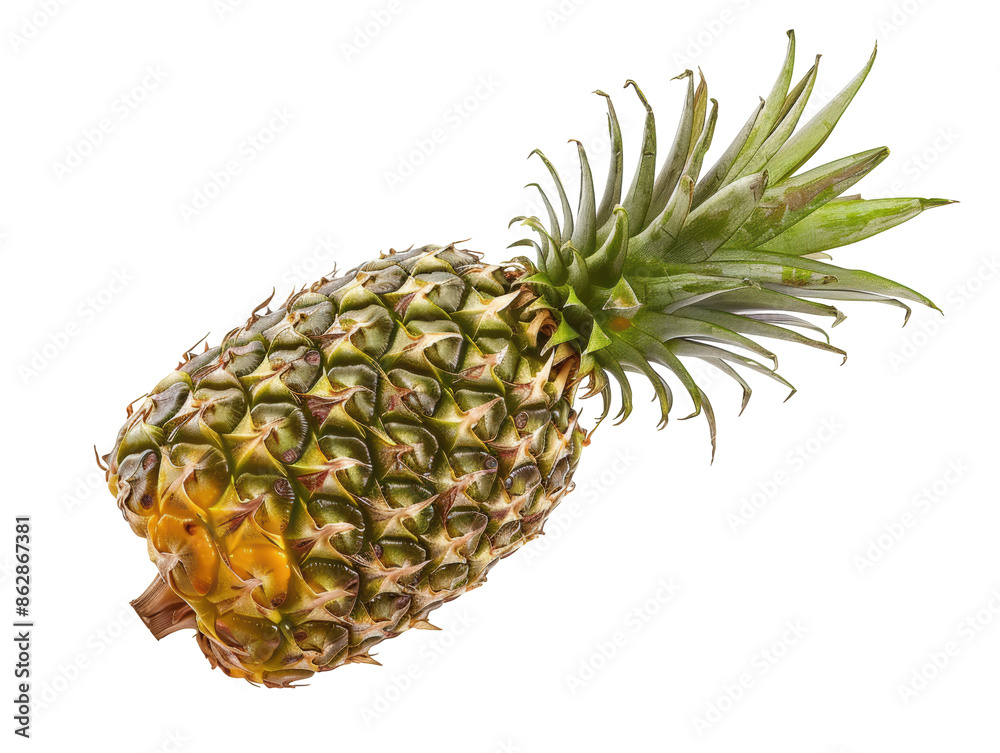 A pineapple is shown on a white background