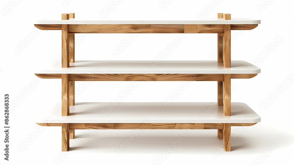 The minimal IKEA bookshelf with simple white shelves and a natural wood frame The minimal IKEA bookshelf with simple white shelves and a natural wood frame