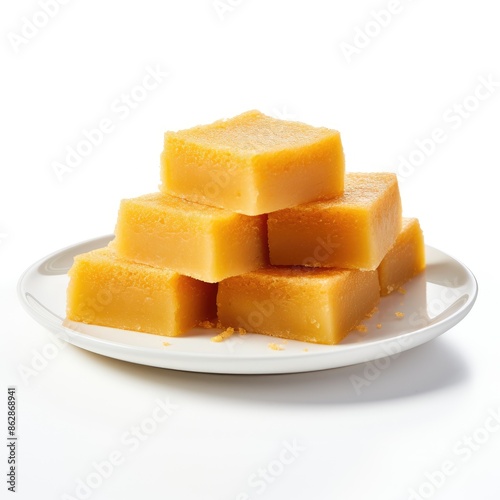 Mysore Pak Sweet Delicacy on White Plate