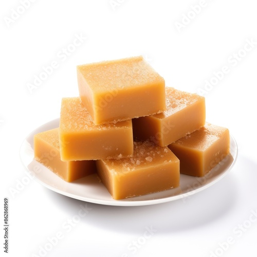 Delicious Mysore Pak Sweet Pieces on a White Plate