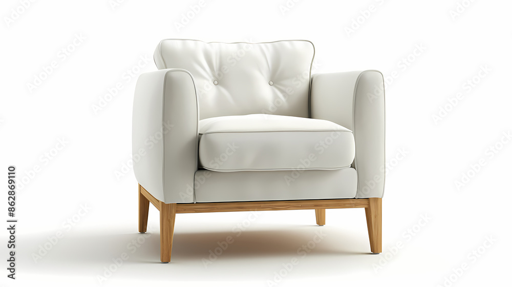 Fototapeta premium An isolated leather sofa with cushions on a white background, suitable for comfortable seating in a modern home