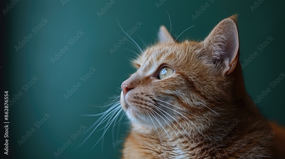 Overweight Cat Looking to Side on Green Background: Studio Shot with Copy Space
Overweight Cat Looking to Side on Green Background: Studio Shot with Copy Space
