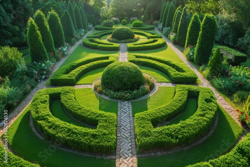 An immaculate garden lawn showcasing balanced patterns photo