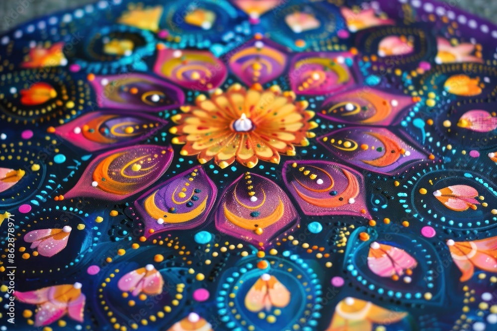custom made wallpaper toronto digitalVibrant Diwali Mandala Intricate Patterns Featuring Diyas, Lotus Flowers, and Fireworks in Festive Colors