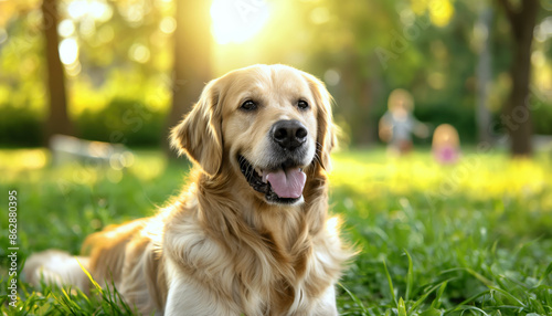 Golden Retriever in a Sunny Meadow