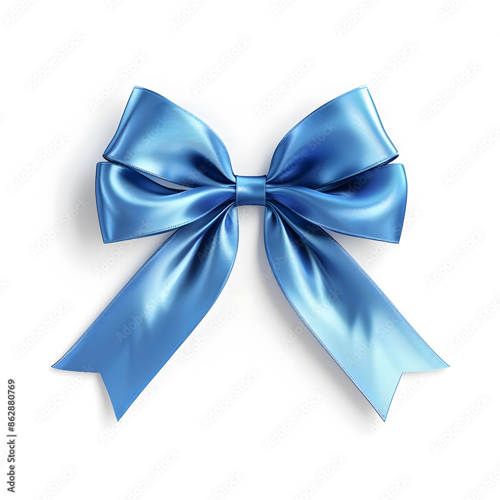 Naklejka premium Blue silky bow isolated on white background