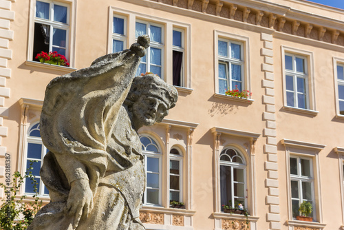 Obraz na płótnie Svatovaclavska kasna statue in historic city Znojmo, Czechia w salonie