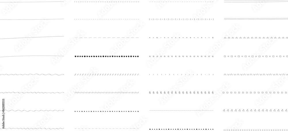イラスト素材：ライン素材のあしらい　手書きのシンプルでかわいい白黒の罫線. simple hand draw black borders