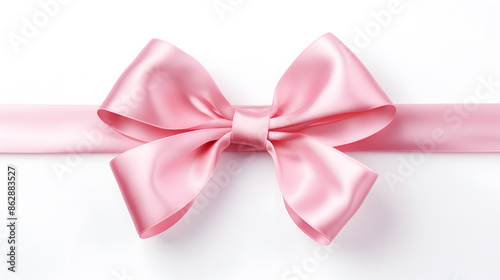 Pink silky bow and ribbon isolated on white background