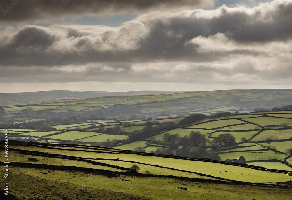 Fototapeta A view of the Pennines between Yorkshire and Lancashire