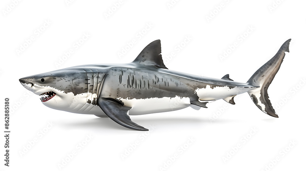 Huge white shark isolated on white background Huge white shark isolated on white background