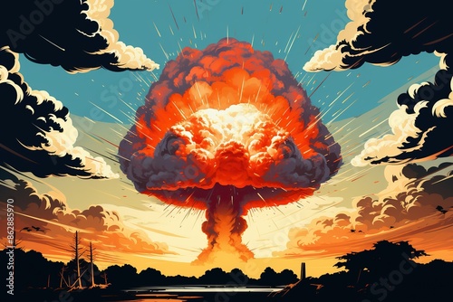 Nuclear bomb mushroom cloud illustration