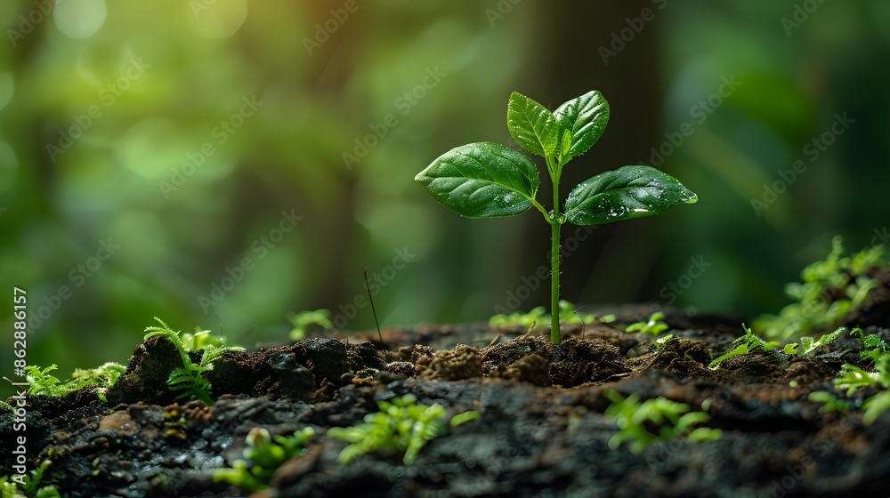 young green shoot growing from a lifeless trunk, representing the persistence and rebirth of nature young green shoot growing from a lifeless trunk, representing the persistence and rebirth of nature