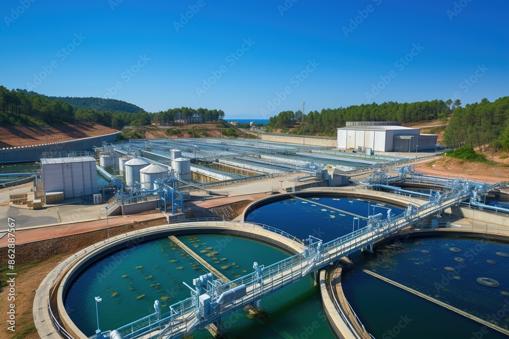 Water treatment plant Aerial View Water treatment plant Aerial View