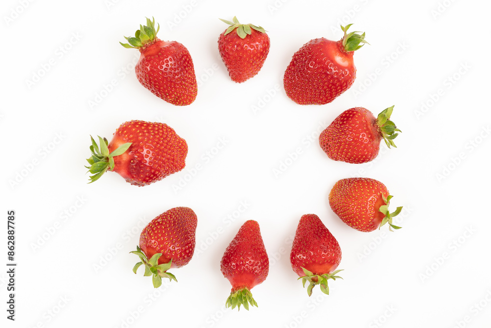 Round frame made of strawberries