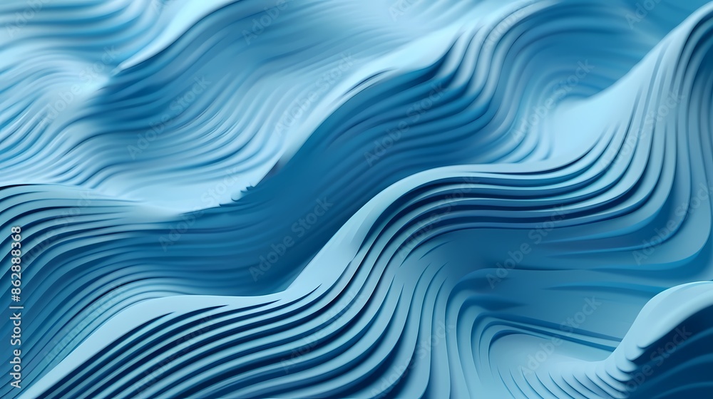 A close-up view of smooth, undulating waves in varying shades of blue A close-up view of smooth, undulating waves in varying shades of blue