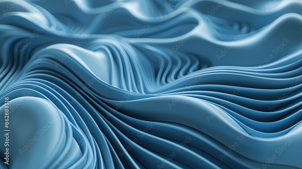 A close-up view of smooth, undulating waves in varying shades of blue A close-up view of smooth, undulating waves in varying shades of blue