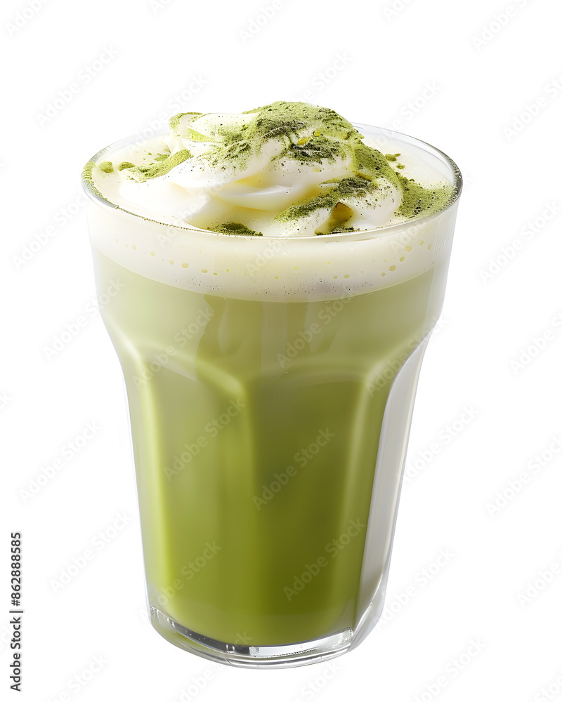 Matcha latte in a glass or cup isolated on white background Matcha latte in a glass or cup isolated on white background
