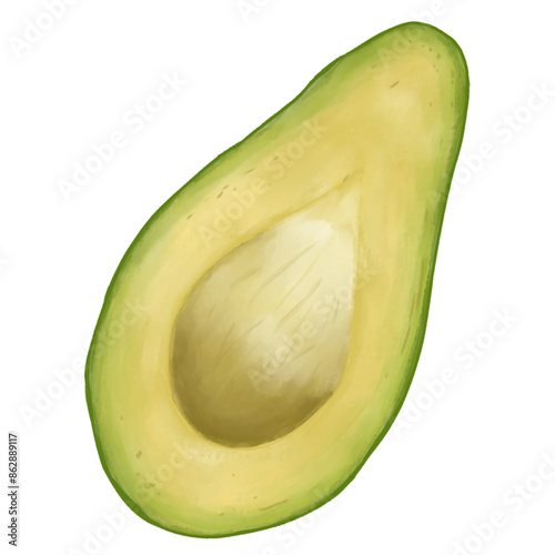фотографія Avocado slice isolated on the transperent background.