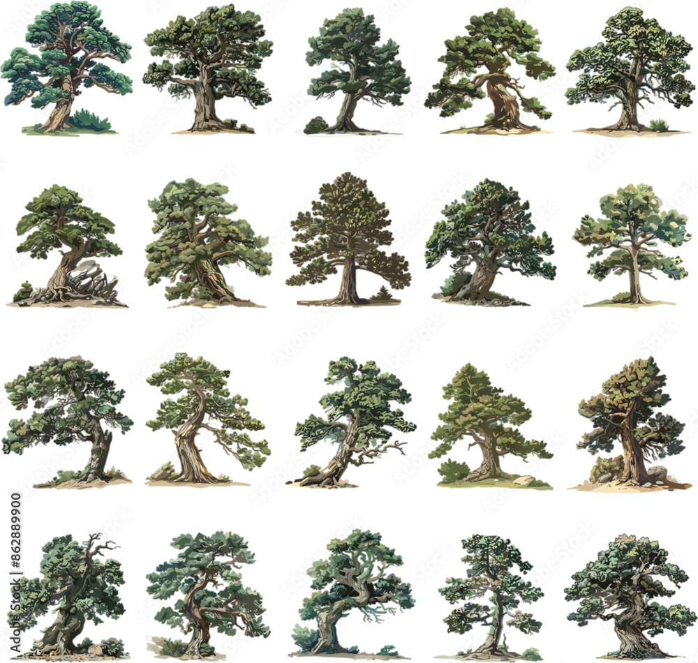 custom made wallpaper toronto digitalTREE SET IN COLOR STYLE, PINE TREE SET IN COLOR STYLE