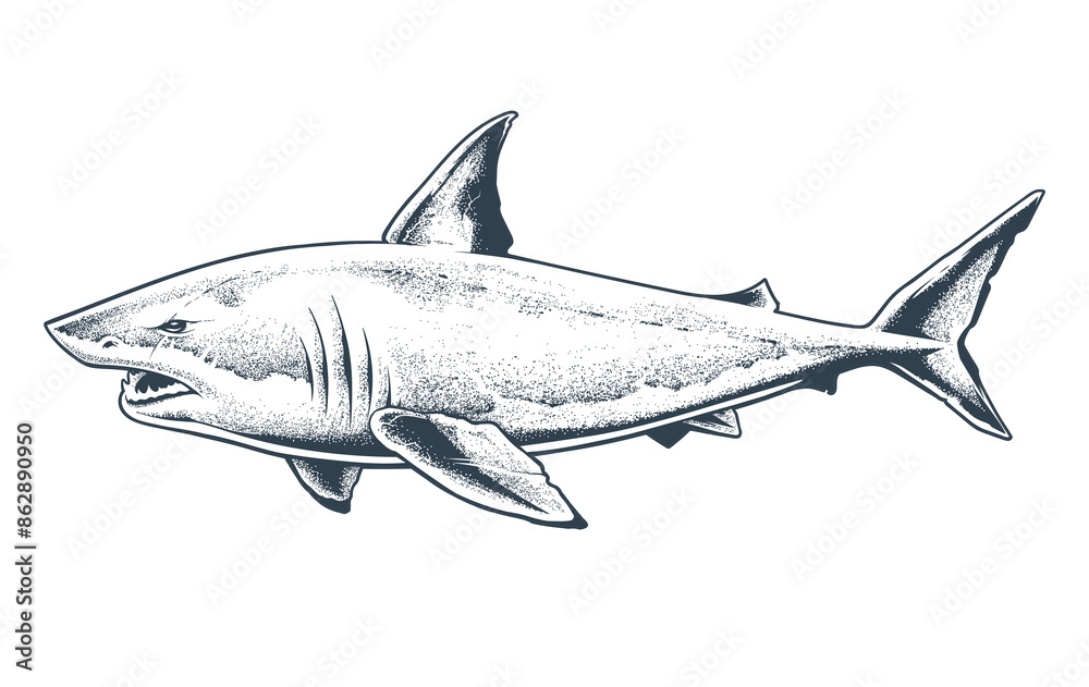Fototapeta premium Great White Shark Vector Isolated