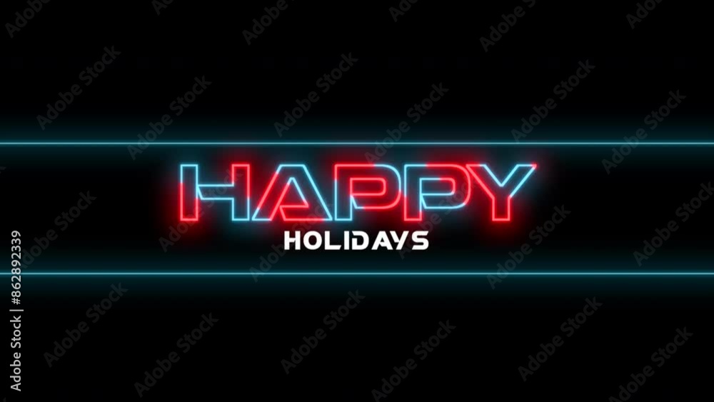 A vibrant neon sign spells out Happy Holidays in red and blue against a black background, creating a cheerful and festive atmosphere A vibrant neon sign spells out Happy Holidays in red and blue against a black background, creating a cheerful and festive atmosphere