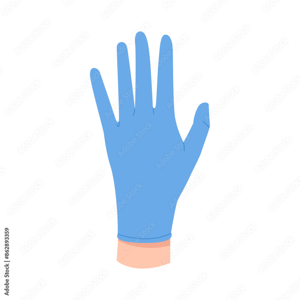 Doctor showing hand in latex protective glove with back of palm vector illustration Doctor showing hand in latex protective glove with back of palm vector illustration