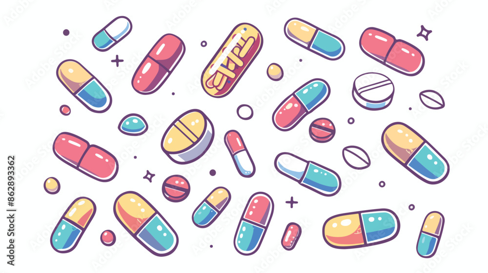 Pills flat icon Treatment at hospital Healthcare Pills flat icon Treatment at hospital Healthcare