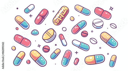 Pills flat icon Treatment at hospital Healthcare 