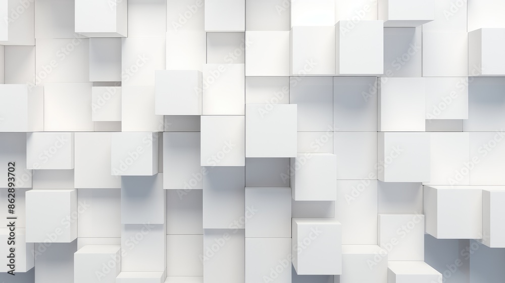 Random shifted white cube boxes block back Random shifted white cube boxes block back