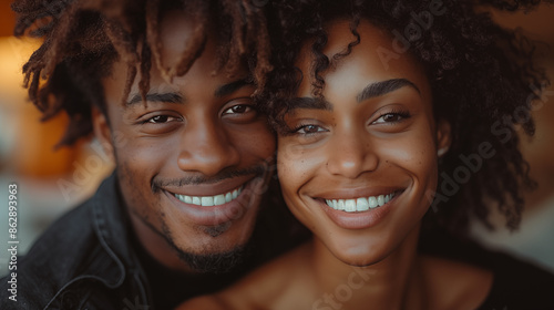 Portrait of a young african american couple smiling at camera