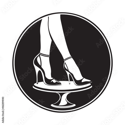 Woman feet in high heels logo design Vector image.  Illustrations Of Fashionable Women In High Heels Vector