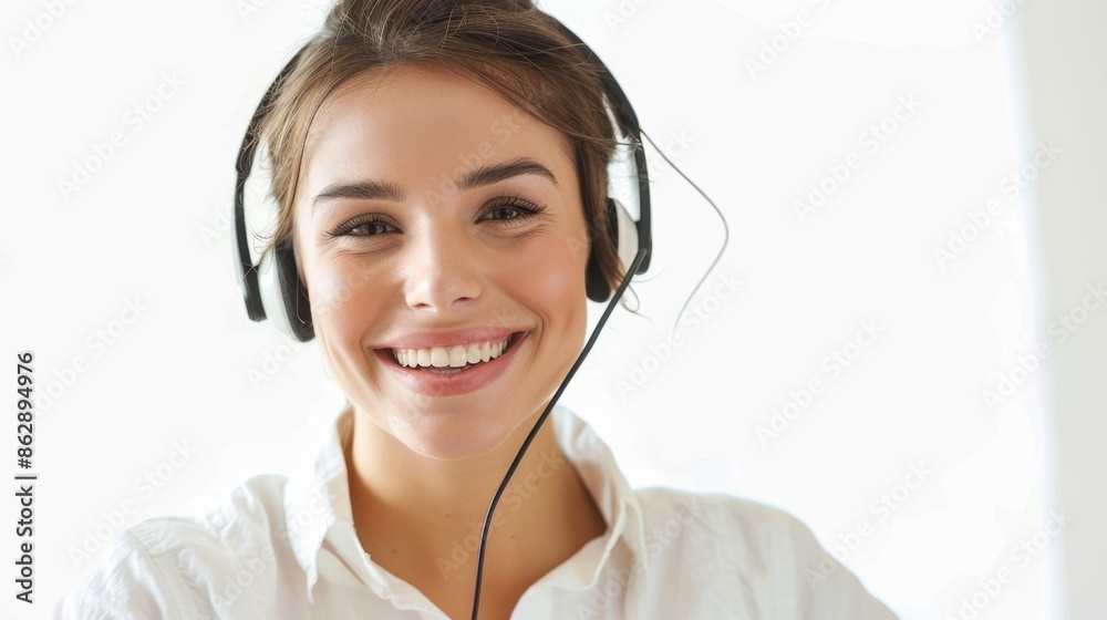 Smiling Customer Support Representative with Headset - Generative AI