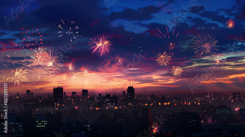 Fireworks in the Night Sky