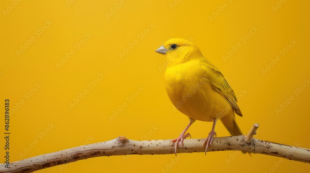 Portrait photography of Canary bird catch standing on wood stick , studio shot isolated on single color background ,editorial style, shoot by DSLR . Portrait photography of Canary bird catch standing on wood stick , studio shot isolated on single color background ,editorial style, shoot by DSLR .