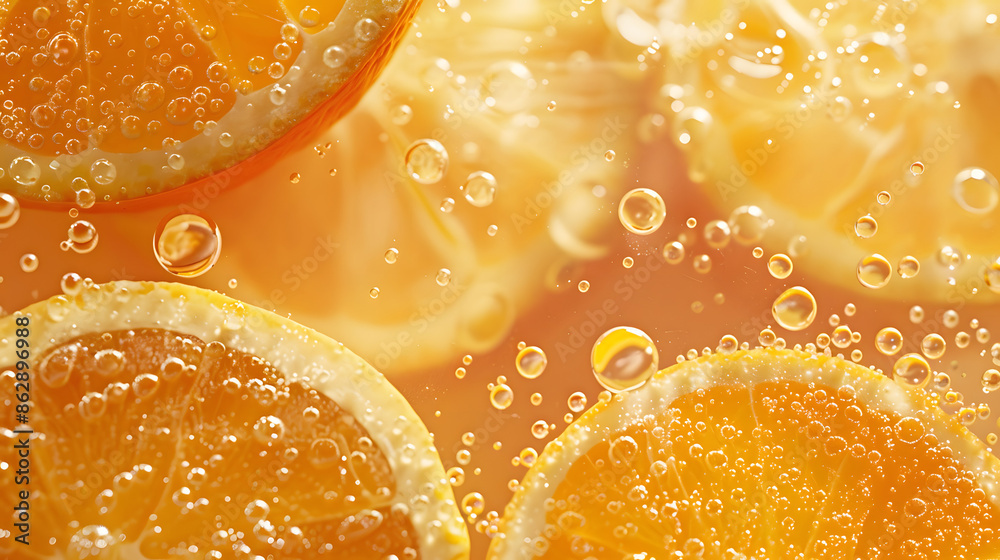 custom made wallpaper toronto digitalFreeze motion Orange slice with sparkling water drops. Top view, close-up.