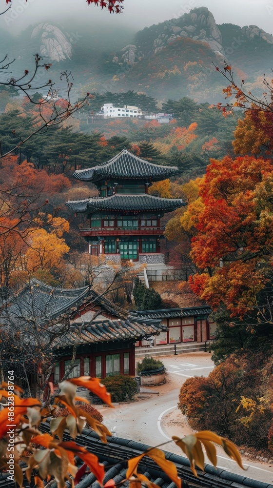 Obraz premium Chusok in South Korea, the nature of South Korea. architecture of South Korea