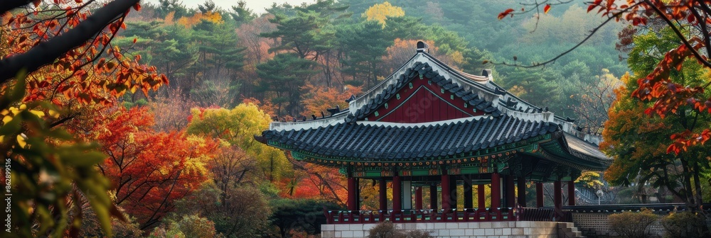 Obraz premium Chusok in South Korea, the nature of South Korea. architecture of South Korea