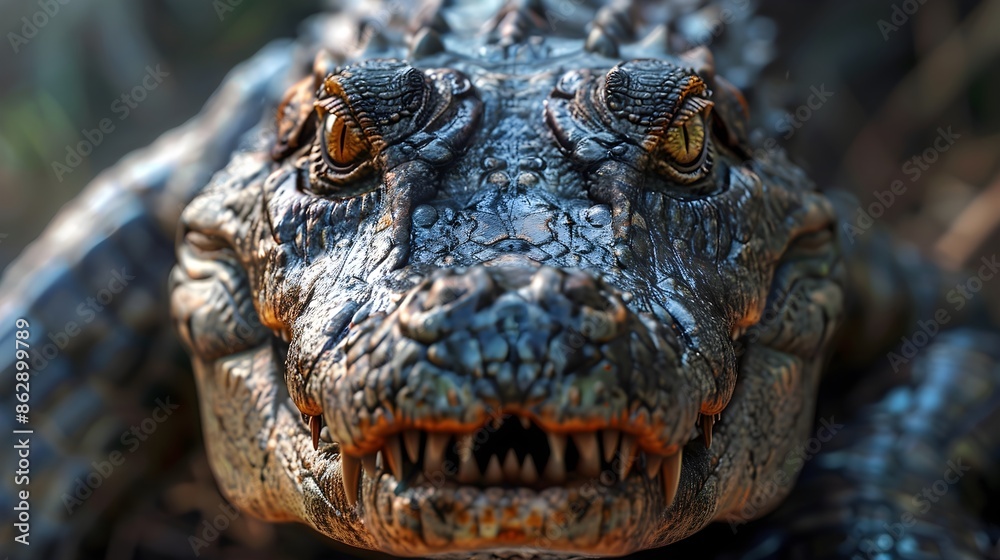 Fototapeta premium Realistic image of a crocodile head close up